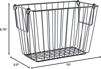 G.E.T. WB-315-MG Heavy Duty Iron Wire Utility Storage Basket/Bin with Handles, 11" x 8" x 8"