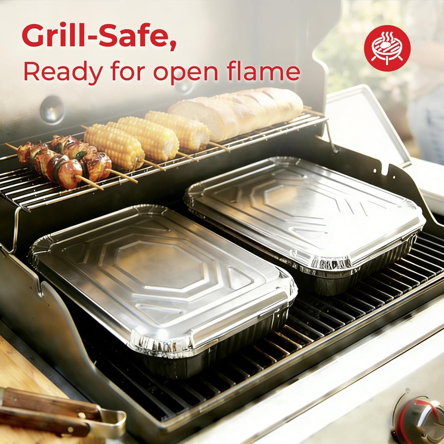 Aluminum Pans Disposable Half Size (25Pack with lids) – 9x13 Heavy Duty Foil Pans, Durable & Recyclable Baking Pans, Table Trays, Great for BBQ, PCooking, Roasting, Heating