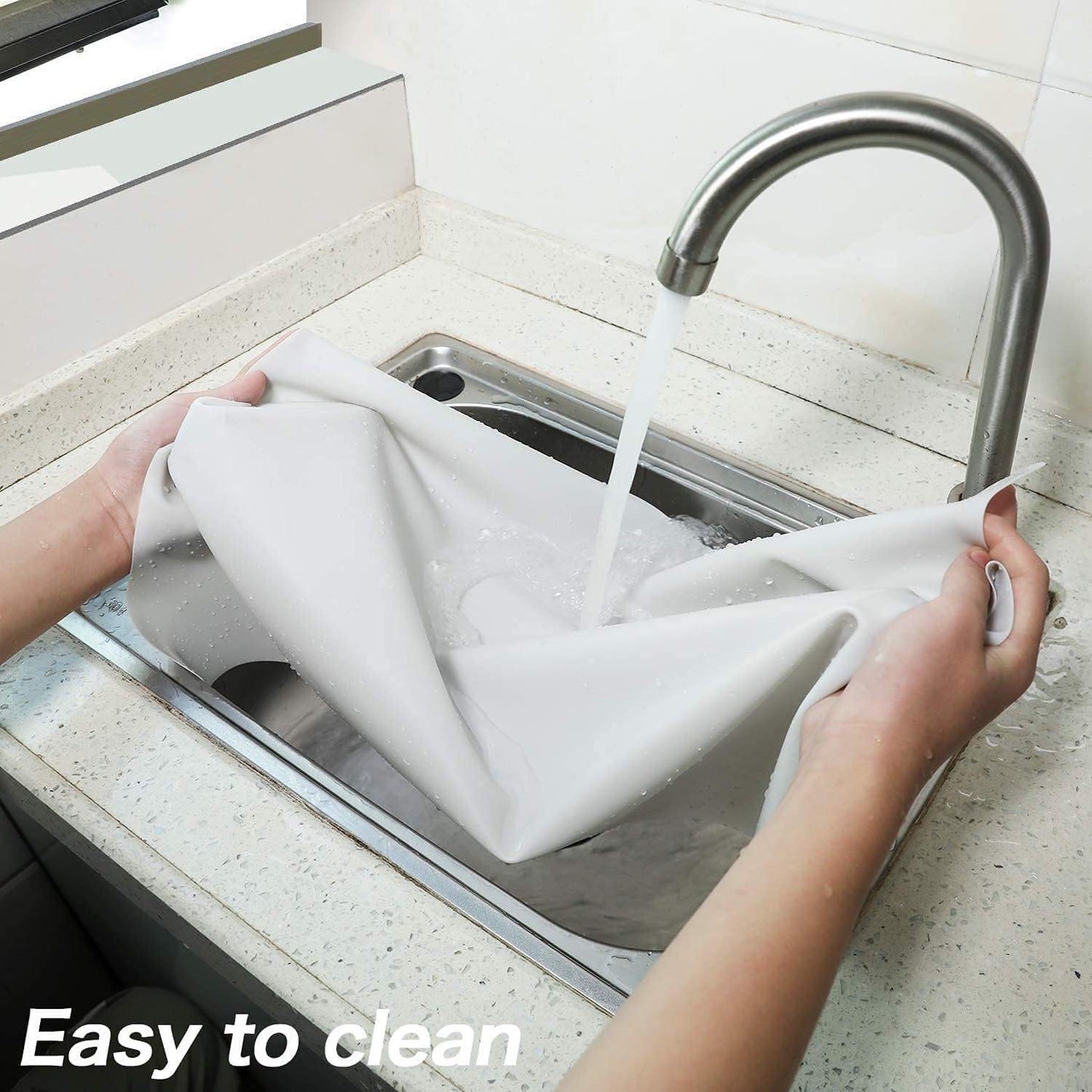 Large Silicone Pastry Baking Mat 19.6x15.7 inch Multipurpose Table Counter Kids Craft Protector Placemat Nonstick and Nonskid (Large), Gray