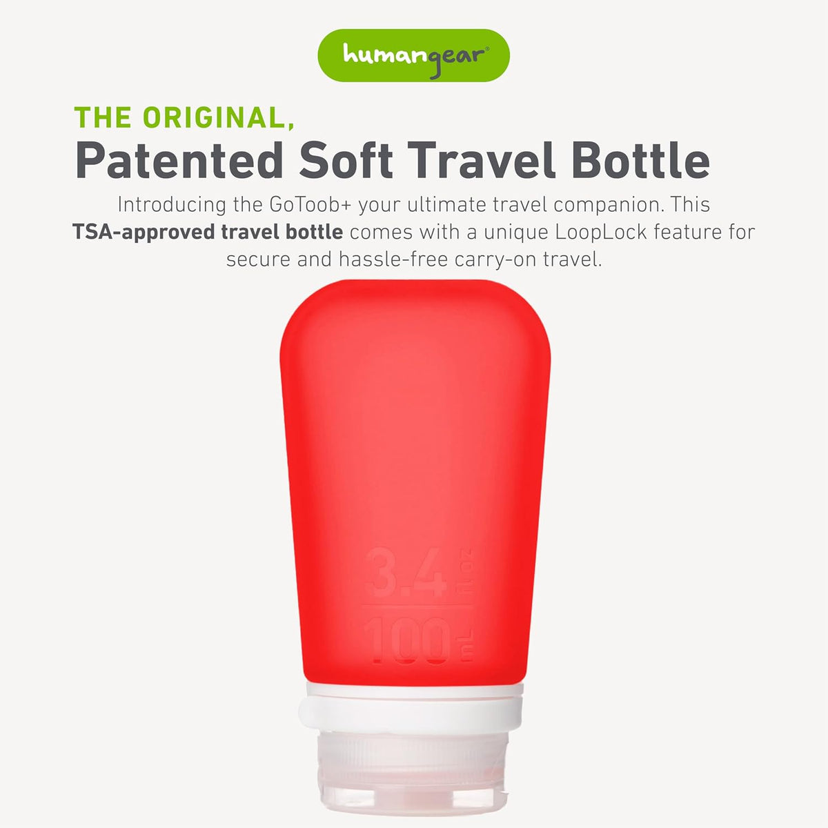 humangear GoToob+ (XL) | Refillable Silicone Travel Bottle | Locking Lid | Food-Safe Material | Blue, XL (6 fl.oz.; 177ml)