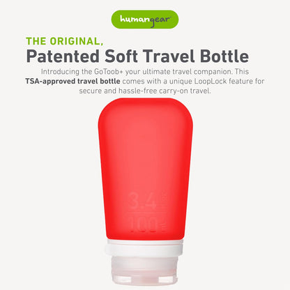 humangear GoToob+ (XL) | Refillable Silicone Travel Bottle | Locking Lid | Food-Safe Material | Blue, XL (6 fl.oz.; 177ml)