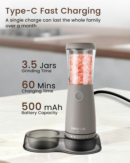 Electric Salt and Pepper Grinder Set - Automatic Stainless Steel Rechargeable Salt and Pepper Grinder Set with Storage Base, Large Capacity, LED Light & Adjustable Coarseness, Ideal Kitchen Gadget
