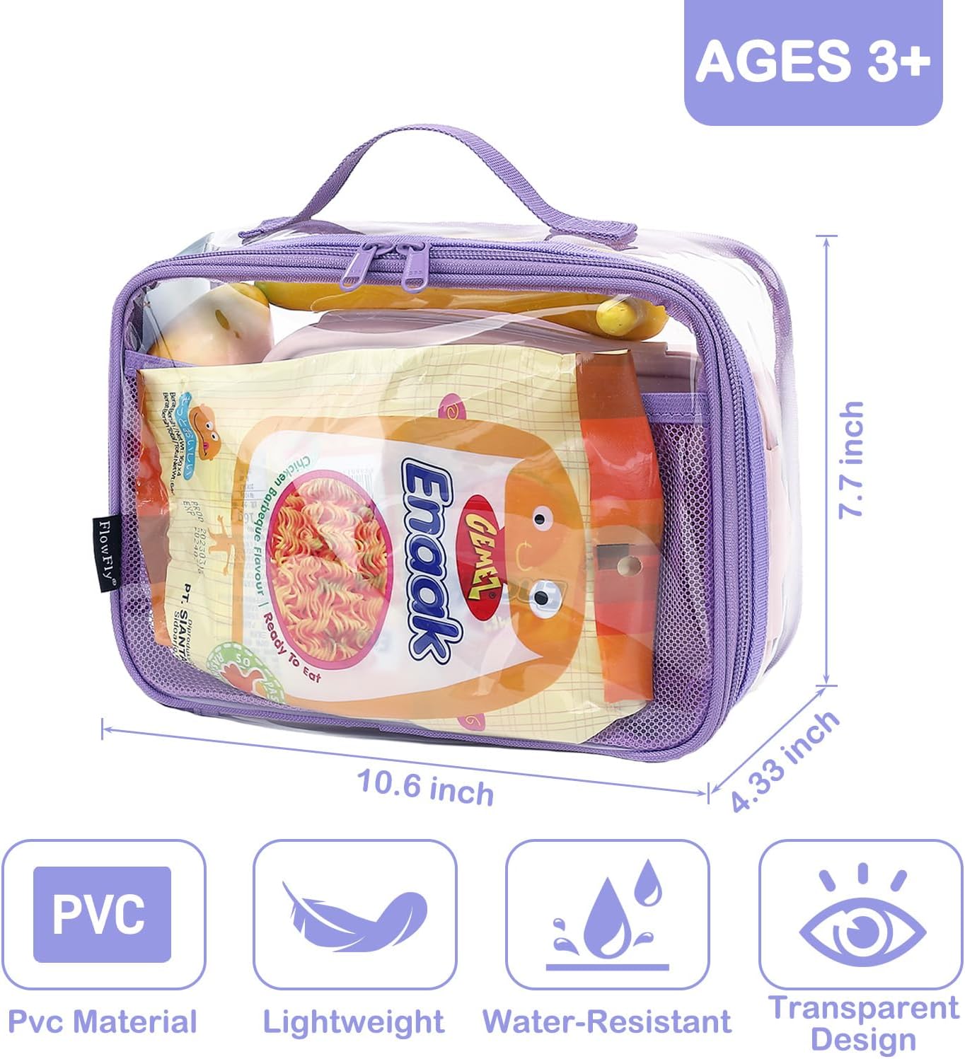 FlowFly Kids Lunch box Insulated Soft Bag Mini Cooler Back to School Thermal Meal Tote Kit for Girls, Boys, Black