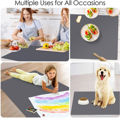 Extra Large Silicone Mats for Kitchen Counter, 27.6'' x 19.7'' Nonskid Silicone Placemats for Kids, Nonstick Purple Silicone Mat for Baking Crafts, Silicone Dab Mat Heat Resistant, 1Pack - Colors A