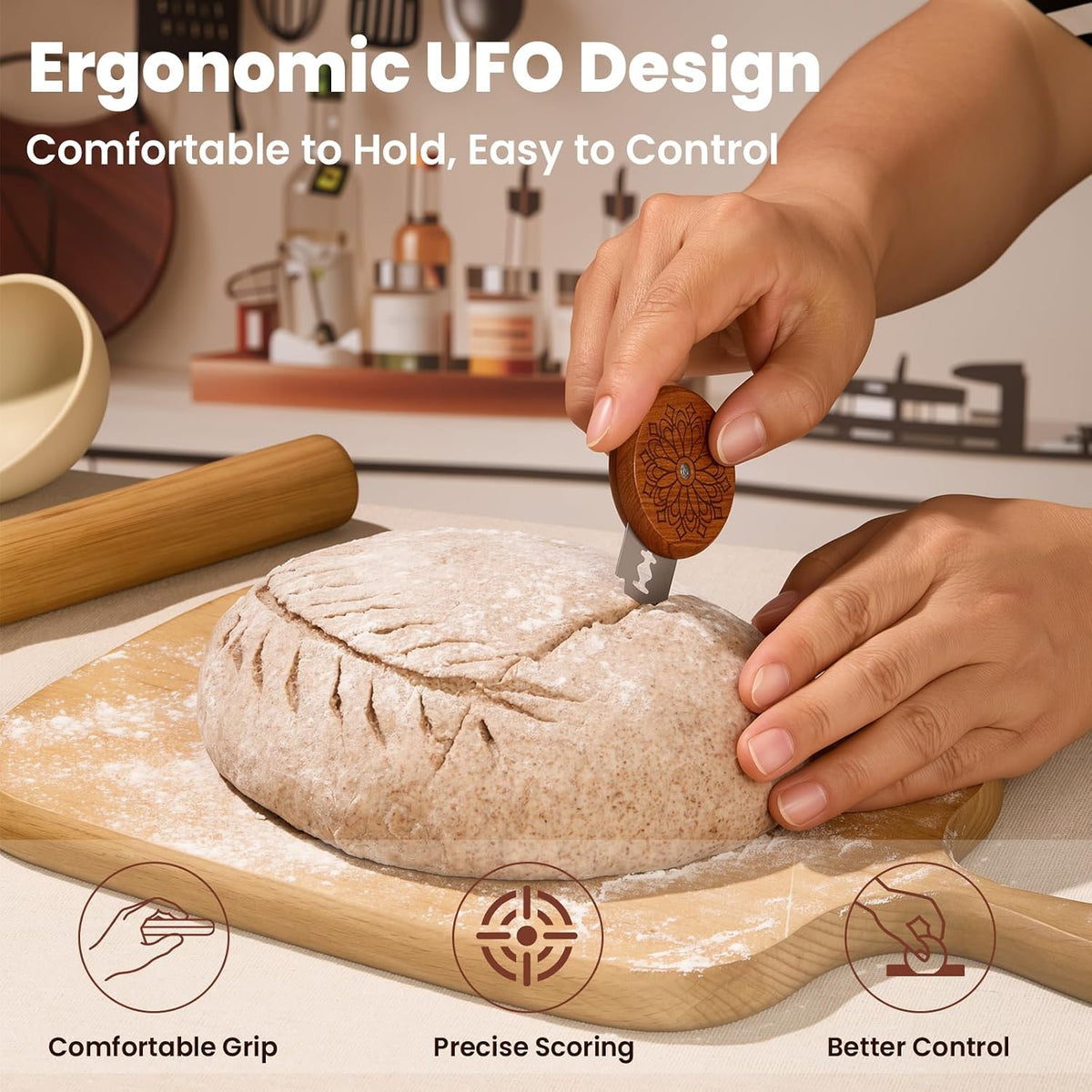 UFO Sourdough Bread Lame Scoring Tool, 5 Blades, Storage Pouch & Sleeves