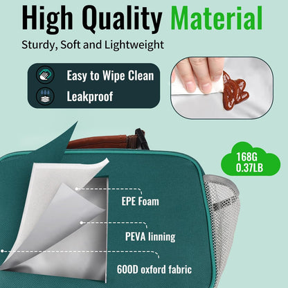 Genteen Lunch Box for Kids, Boys - Insulated Small LunchBox Reusable, Zip Closure & Buckle Handle, Portable Cooler for Work, School, Travel (Lake Green)