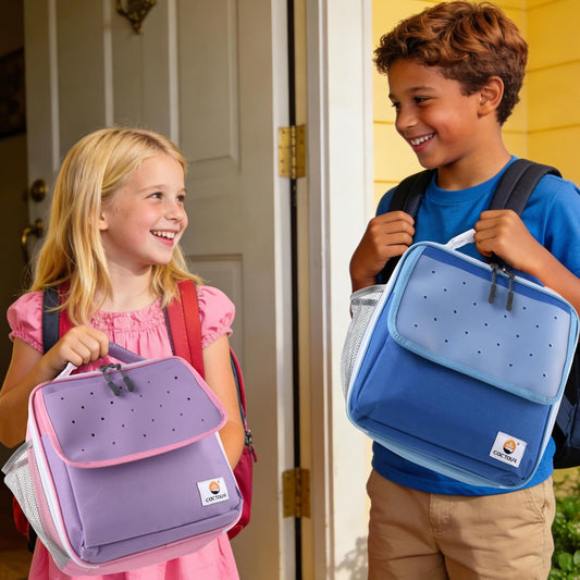 CaCTOUR Lunch Box Kids,Fun Color Lunch Box for Girls,Large Soft Cooler Lunch Bag for Kids,Back to School Thermal Insulated Lunch Tote Bag for School Daycare Outdoor (Purple)