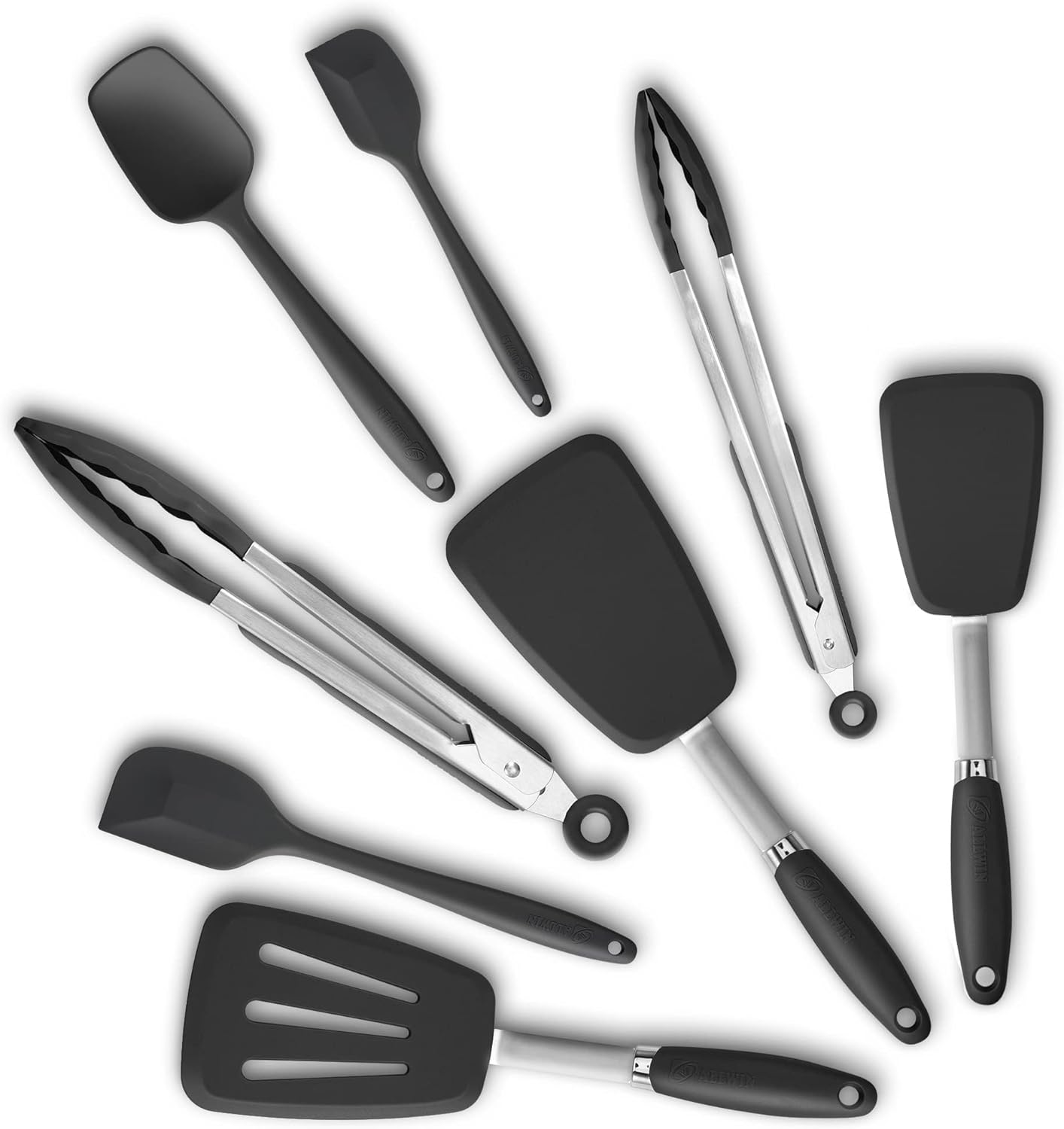 Silicone Spatula 3-piece Set, Ergonomic Handle High Heat-Resistant Spatulas, Non-stick Rubber Spatulas with Stainless Steel Core, Black