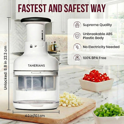 Manual Vegetable Chopper, Food Slicer, Garlic Chopper, Best for Vegetables Salads, Onion, Fruits, And Nuts, Dishwasher-safe, White, Easy to Clean