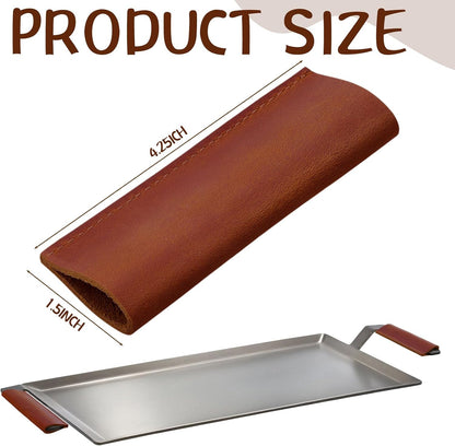 LemonRoad 2 Pcs Leather Handle Covers, Brown for Cast Iron Griddle Press