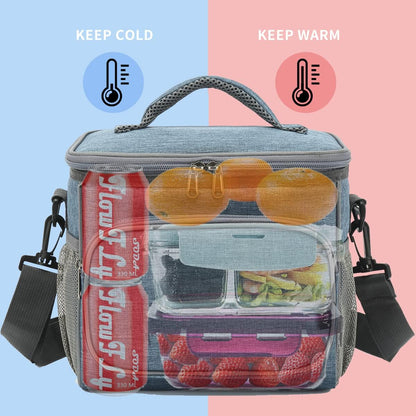 FlowFly Insulated Reusable Lunch Bag Adult Large Lunch Box for Women and Men with Adjustable Shoulder Strap,Front Zipper Pocket and Dual Large Mesh Side Pockets,Cherry - Colors A