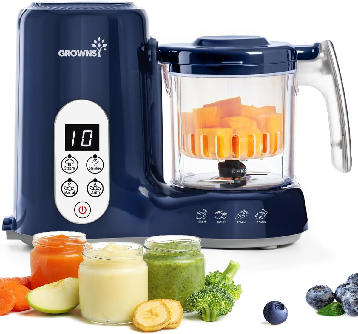 Grownsy Baby Food Maker, Steamer & Blender Baby Food Processor, White