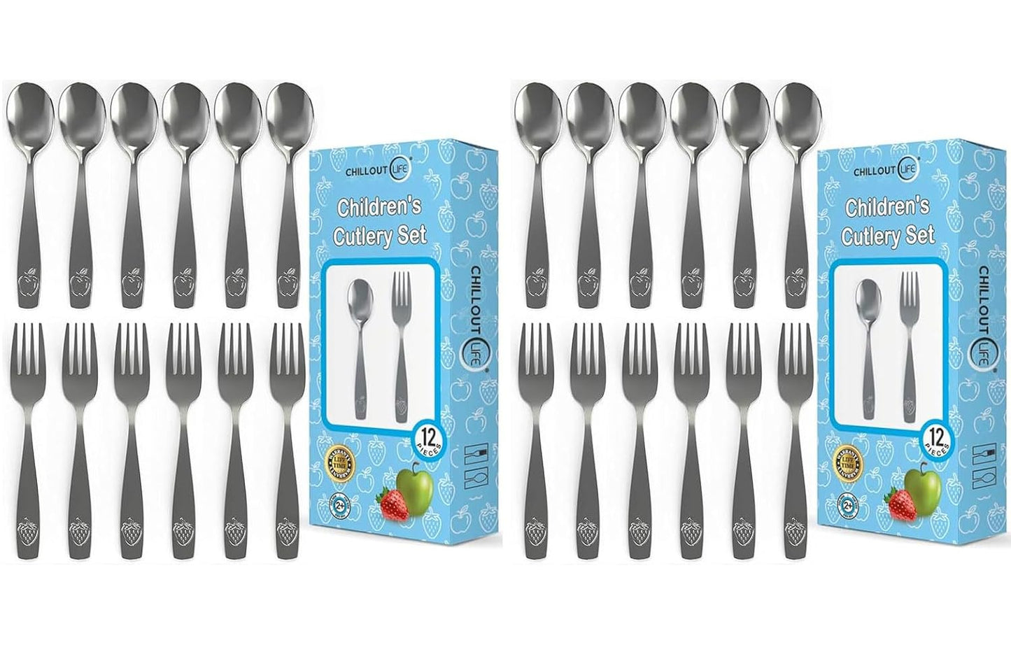 CHILLOUT LIFE Stainless Steel Kids Silverware Set 15 Pieces - Child and Toddler Safe Flatware - Kids Utensil Set - Metal Kids Cutlery Set Includes 5 Small Kids Spoons, 5 Forks & 5 Knives