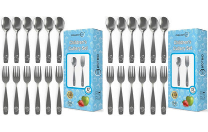 CHILLOUT LIFE Stainless Steel Kids Silverware Set 15 Pieces - Child and Toddler Safe Flatware - Kids Utensil Set - Metal Kids Cutlery Set Includes 5 Small Kids Spoons, 5 Forks & 5 Knives
