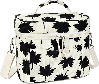 HowFly Lunch Bag Women Lunch Box for Women Cute Corduroy Insulated Lunch Bag Adult Large Cooler Lunch Tote Bags for Work Picnic Beach, Blue