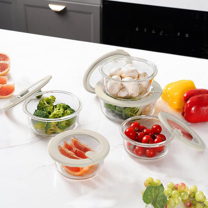 Urban Green Glass Food Storage Containers with Glass Lids, Microwave Safe Food Container Set, Aitight Meal Prep Container Set, LeakProof, 100% Plastic Free, 6 Pack