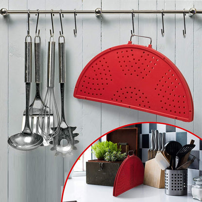 Splatter Screen for Frying Pan Foldable Grease Splatter Guard Silicone Splatter Shields Multifunction Oil Screen for Skillet with Folding Handle Bacon Splatter Screen Strainer