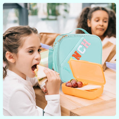 Nsrzua Lunch Bag Kids-Kids Insulated Lunch Bag with Adjustable Strap - Reusable Leakproof Lunch Box for Girls, Preppy School Lunch Tote for Travel, Picnic,School & Winter Camp