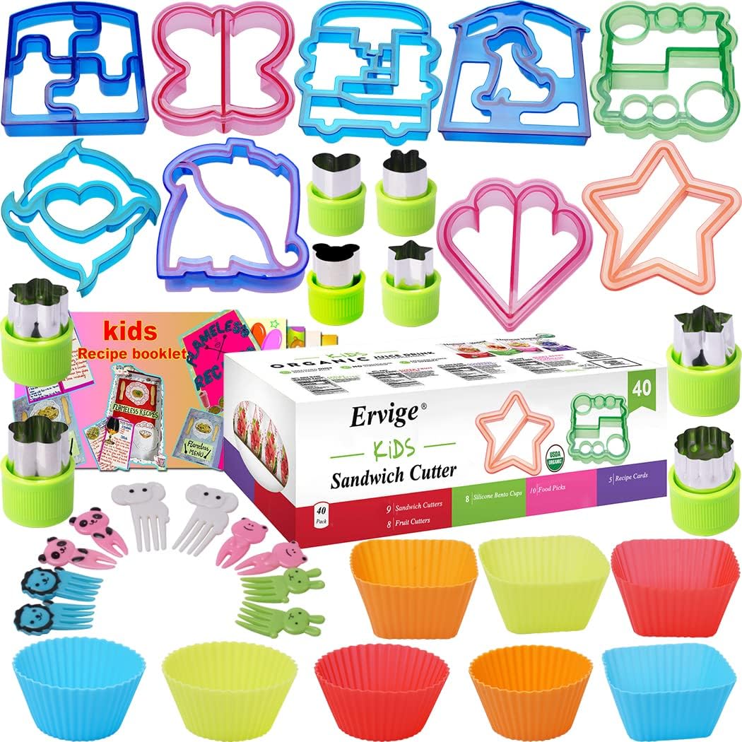 Sandwich Bread Cutter for Kids,Vegetable Fruit Shape DIY Cookie Cutter Set for Boys and Girls Lunch Bento Box