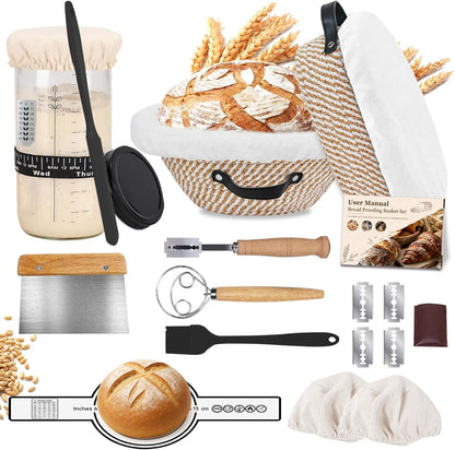 Sourdough Starter Kit 10" Round Banneton Bread Proofing Basket