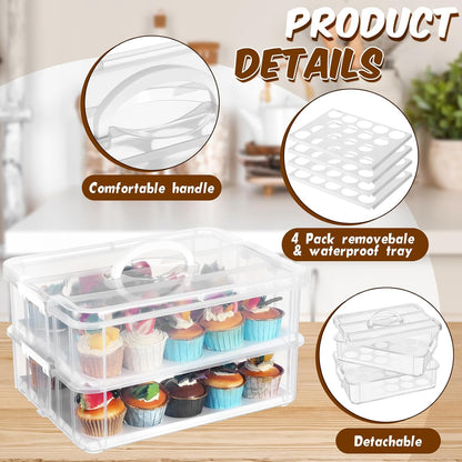 Teenyyou 36 Cupcake Carrier 2-Layer with Lid Handle, Party Container