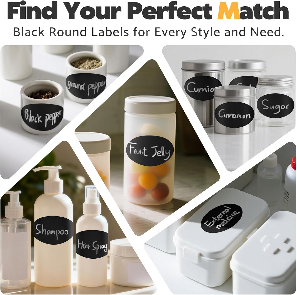 JIEHENG 180Pcs Chalkboard Labels for Jars,Removable Stickers with 1 Liquid Chalk Markers(Black, Wavy)