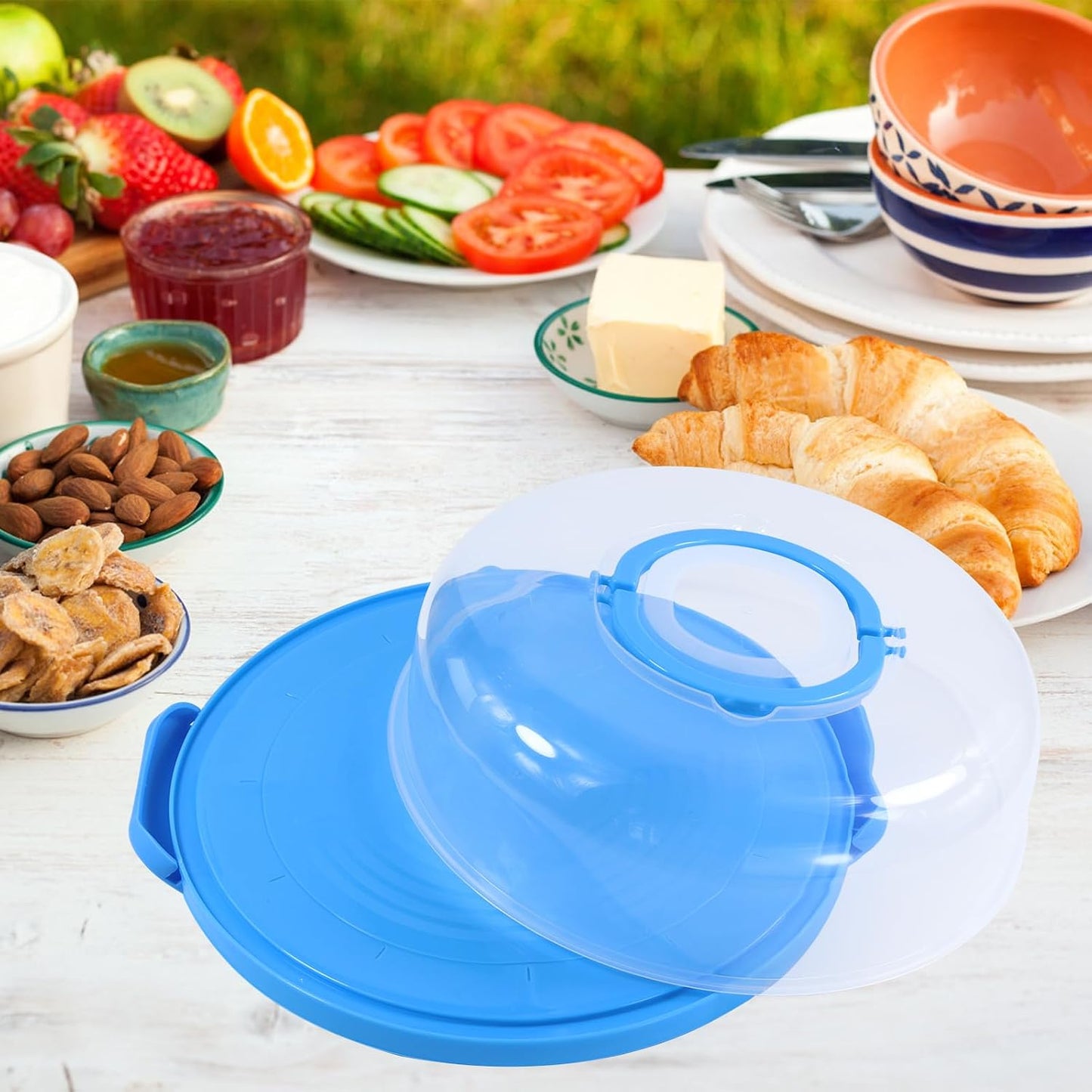 12inch Portable Pie Carrier with Lid and Cupcake Muffin Tart Cookie Keeper Food, for Wedding Party Baby Shower Party Christmas (Green)