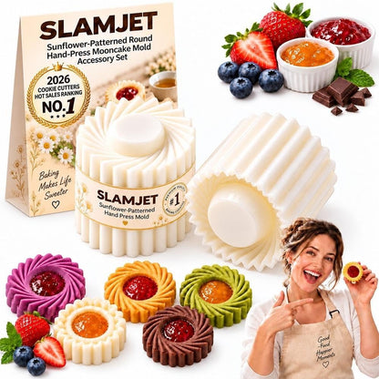Sunflower Patterned Round Hand-Press Mooncake Double-Ended Pastry Mold