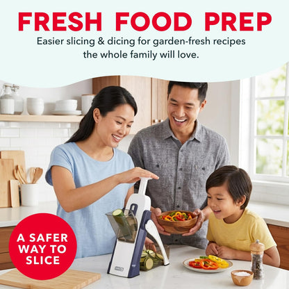 Dash Safe Slice® Mandoline - Compact, Foldable Food Slicer - Slice, Dice, Julienne & More - Perfect for Quick Food Prep - Recipe Guide Included - Cool Grey