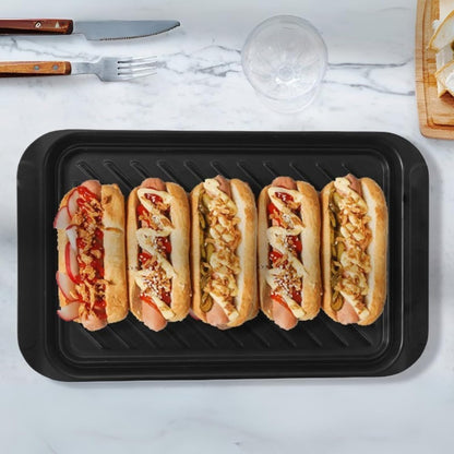 TP Grilling Prep and Serve Trays, 17 x 10.5 inch BBQ Trays for Cooked and Raw Foods, Set of 2 Melamine Serving Platters for Meats, Grill Accessories, Black and Red