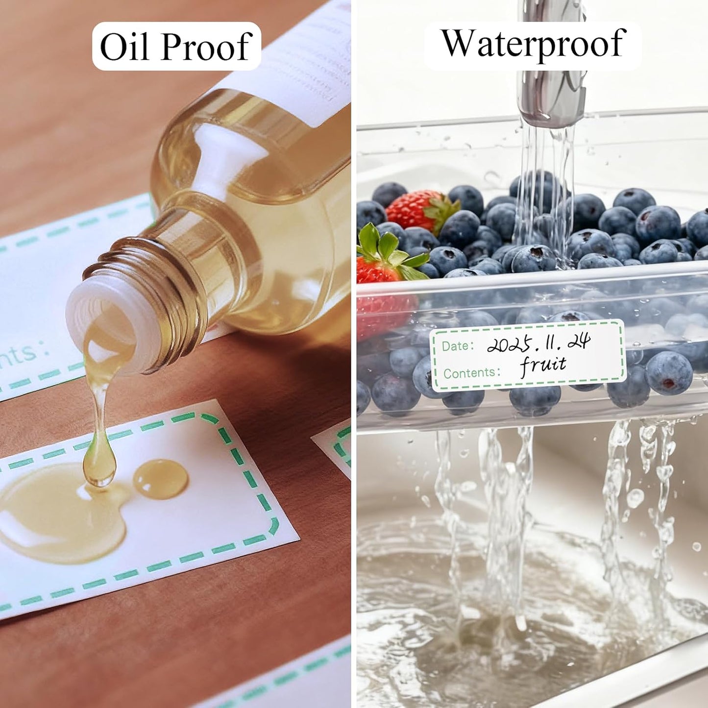 Freezer Labels for Food Containers - Waterproof & Oil Resistant 1x3 Inch Stickers, No-Residue Strong Adhesive for Kitchen, Mason Jars, Restaurants, Home and Commercial Use (500Pcs)