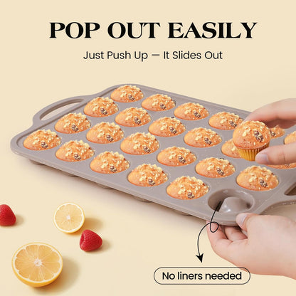 Vinino 2Pack Silicone Muffin Pans for Baking with Metal Reinforced Frame, 12 Cups Regular Size Nonstick Silicone Cupcake Pan, BPA Free Oven Dishwasher Safe Baking Mold for Muffins Cupcakes
