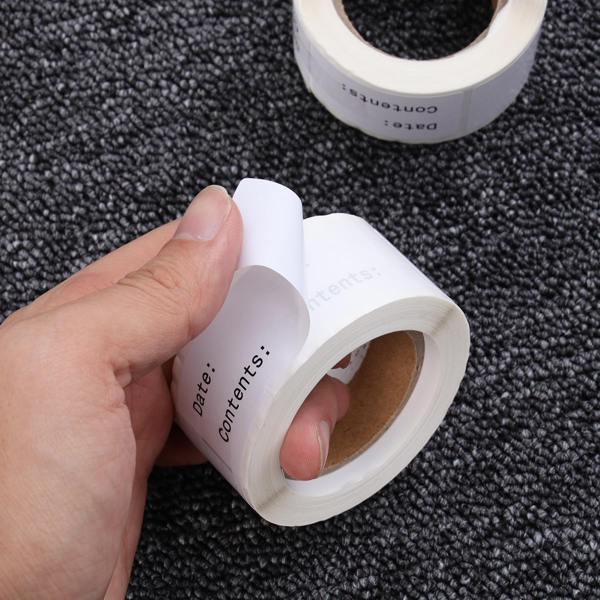 STOBAZA 2 Rolls English Record Date Stickers for Kitchen Food Labeling Natural Paper Material Stick DIY Index Labels for Smooth Surfaces Removable and Date Markers for Jars and Containers