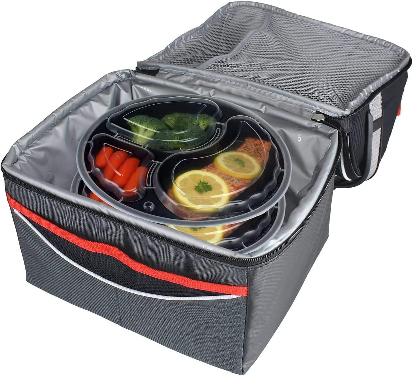 48oz - 3 Compartment - Disposable Black Meal Prep/Bento Box with Clear Dome Lids - Round Plastic Meal Containers - Reusable Box : Perfect For Salad, Meal Prep and Fruits : Set of 10