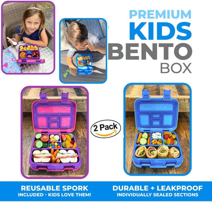 Kinsho Bento Lunch Box for Kids Toddlers, 5 Portion Control Sections, BPA Free Removable Plastic Tray, Pre-School Kid Toddler Daycare Lunches, Snack Container Ages 3 to 7 (Blue Space Rockets)