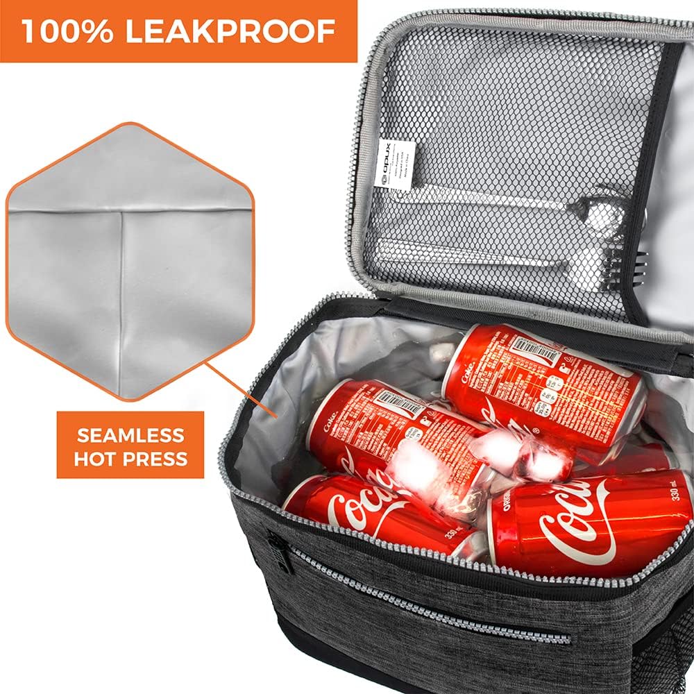opux Insulated Lunch Box Men Women, Lunch Bag for Work School, Leakproof Soft Cooler Tote Adult, Large Lunch Pail Kids Boys Girls, Picnic Beach Food Bag with Shoulder Strap, Purple Floral