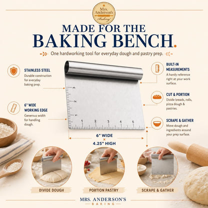 Mrs. Anderson’s Baking 6-Wire Pastry Cutter and Dough Blender, Stainless Steel with Wood Handle