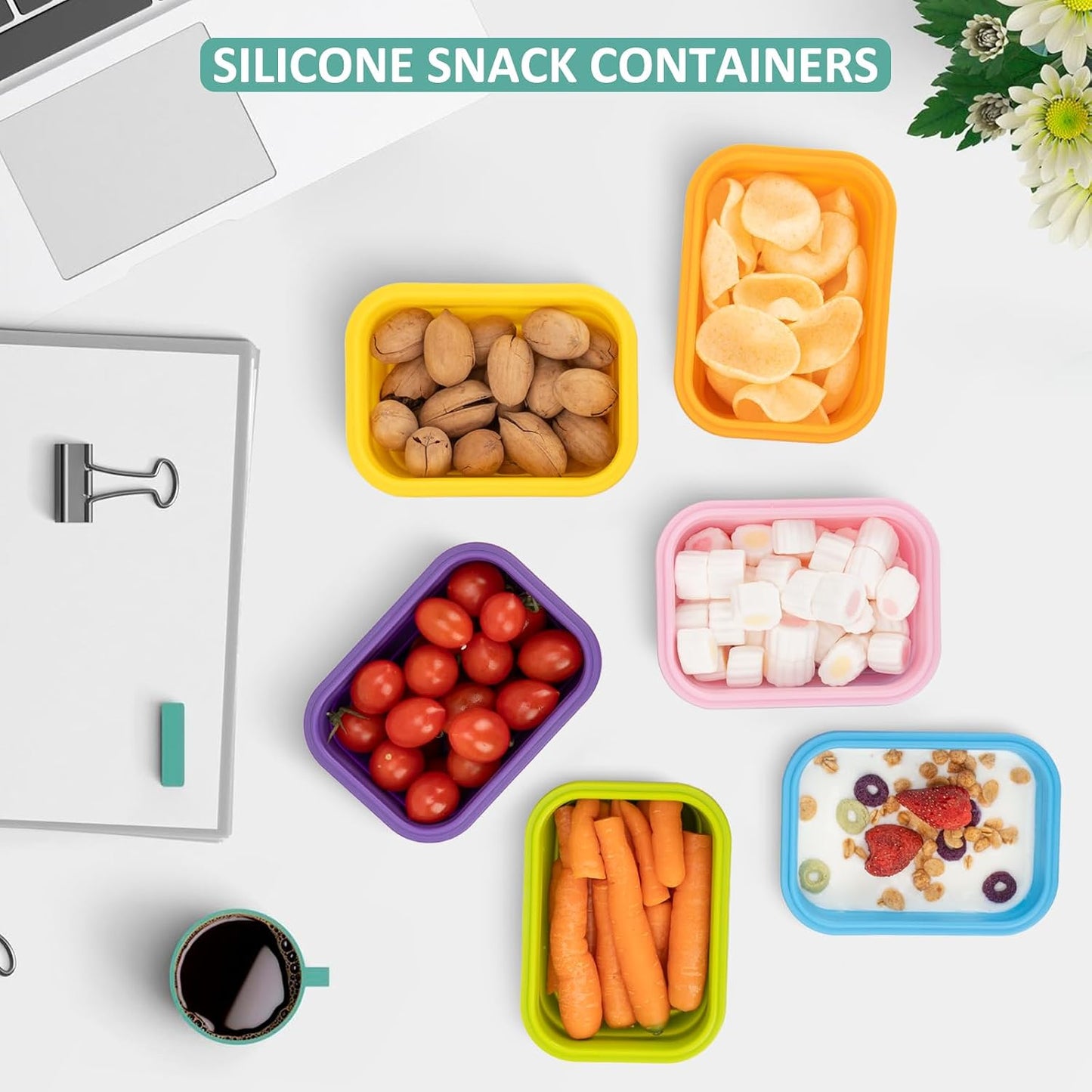 Collapsible Food Storage Containers with Lids, 4 Pack, 40 oz Silicone 1-Compartment Meal Prep Containers Reusable, Lunch Bento Boxes for Adults, Microwave Freezer Dishwasher Safe, BPA-Free, Black