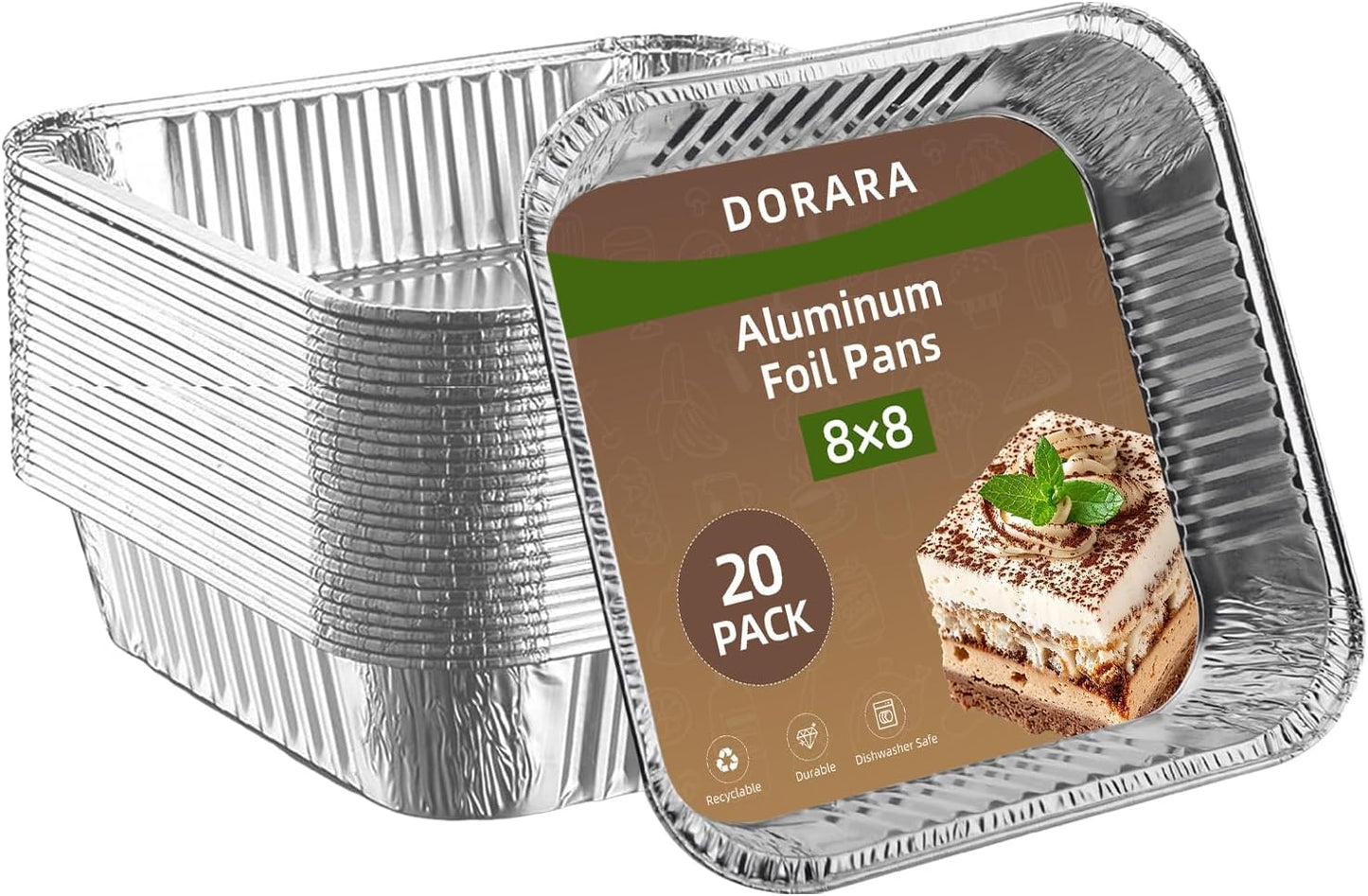 20 Pack 9x13 Aluminum Foil Pans with Lids - Heavy Duty Disposable Baking Pans, Oven Safe Steam Table Trays for Cooking, Meal Prep, Catering, Party, Food Storage & Transport - Silver, 2.5" Deep