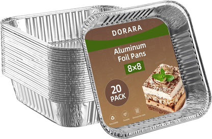 20 Pack 9x13 Aluminum Foil Pans with Lids - Heavy Duty Disposable Baking Pans, Oven Safe Steam Table Trays for Cooking, Meal Prep, Catering, Party, Food Storage & Transport - Silver, 2.5" Deep