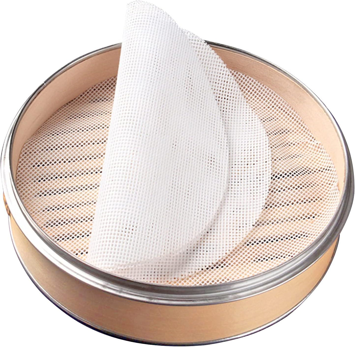 GUCUJI 10 Inch Silicone Bamboo Steamer Liners - Non-Stick, Reusable Steamer Mesh Mats for Steamed Buns, Dumplings, veggies, Dim Sum, Momo, Rice, and fish - Food Grade BPA Free (4Pcs)
