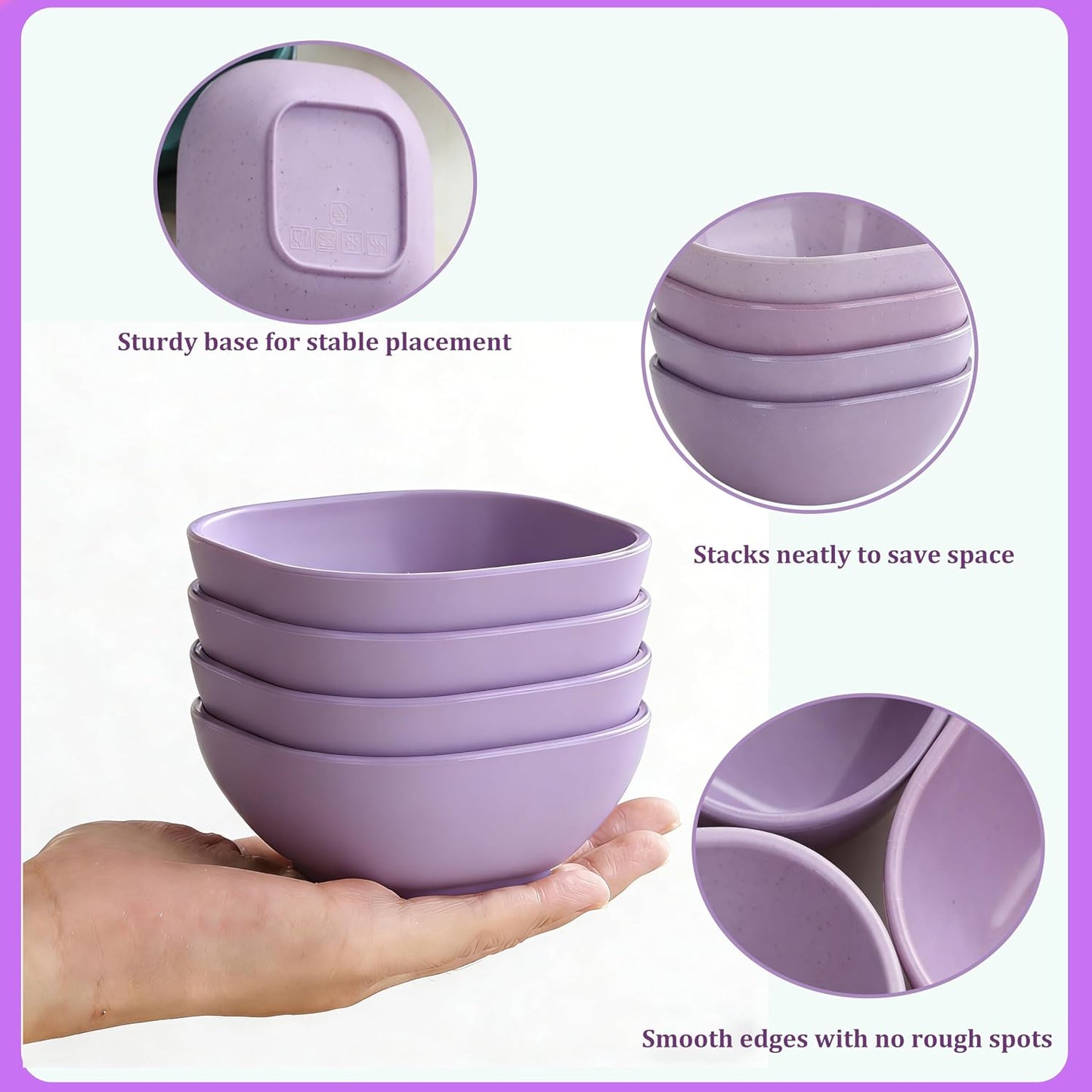 4 Piece Dipping Bowls Set, Small Spice Bowls for Sauce, Soy Sauce Dishes for Sushi, Dessert & Snack Portion Control, Dishwasher Safe Prep Bowls for BBQ Baking, 60ml (2 oz), PP Plastic, Pink