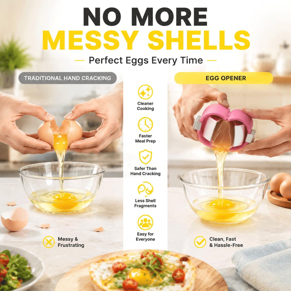 3pcs Stainless Steel Egg Shell Opener and Separator, Egg Cracker Cutter Tool for Hard Boiled Egg Peeler Egg Cube Egg Separator Handheld Home Kitchen easy to use daily