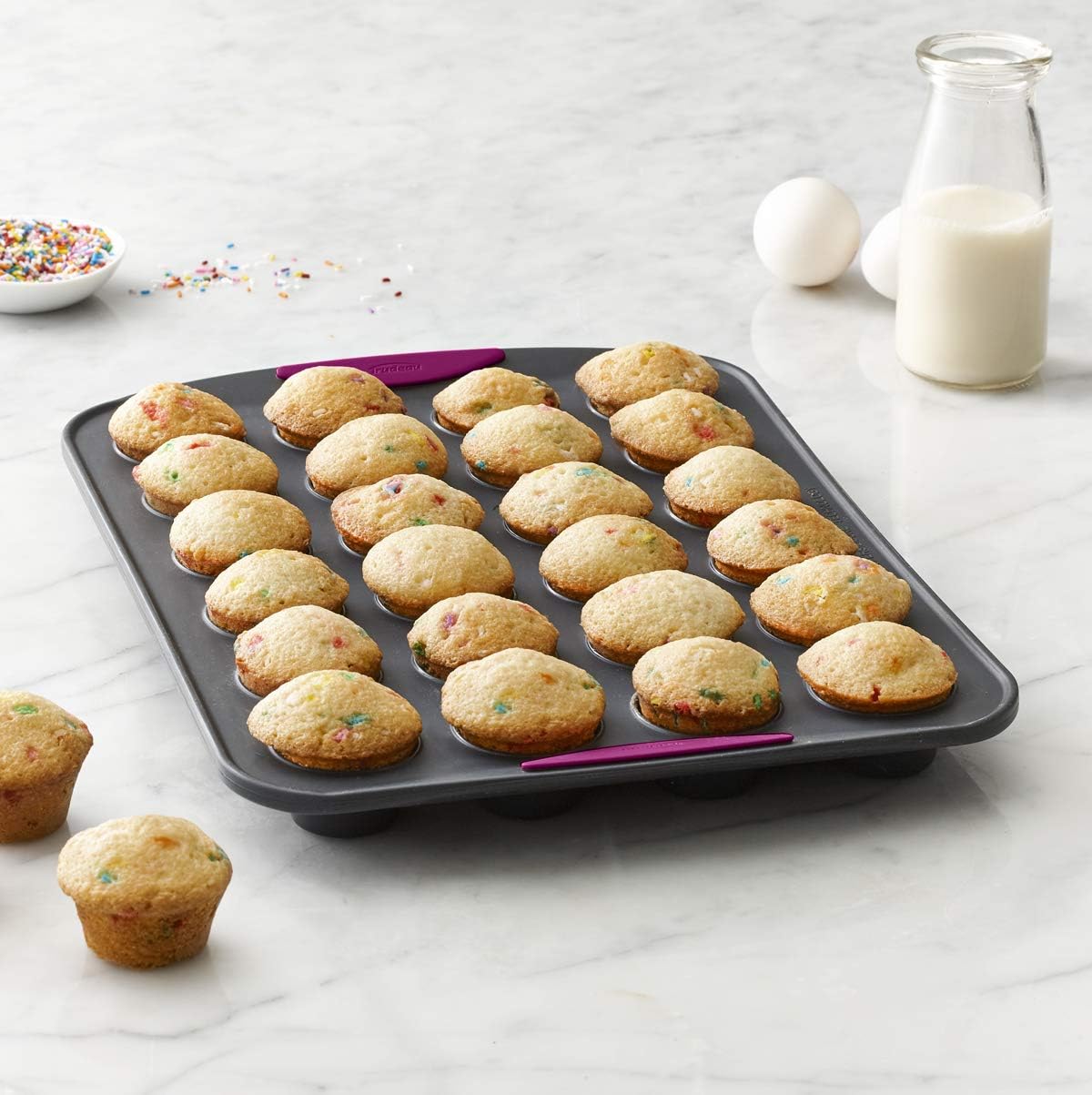 Trudeau Silicone Muffin Pan, 12 Cavities, Fuchsia (Model: 05115197KR)