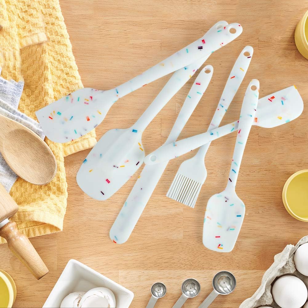 Shebaking Silicone Spatula Set 6 Piece Heat Resistant Rubber Spatulas Set for Baking Cooking and Mixing Kitchen Utensils Seamless One Piece Spatula with Stainless Steel Core Nonstick Dishwasher Safe