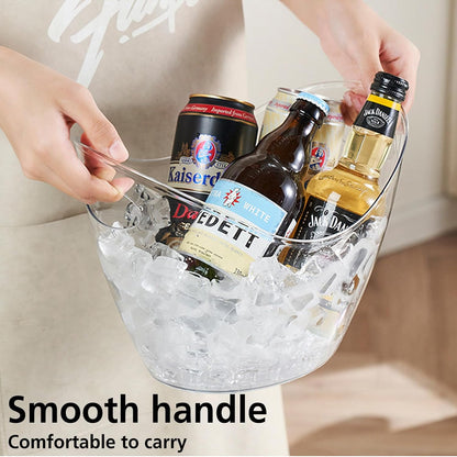 Ice Bucket,Clear Plastic 4 Liter Storage Tub,Beer Bucket Beverage Chiller Bin for 2 Wine,Champagne Bottles,Drink Bucket (Clear,1pack)