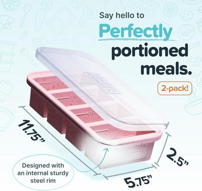 Souper Cubes 1 Cup Silicone Freezer Molds - Soup Cubes Perfect for Freezing Broth, Rice, Leftovers and More - Silicone Freezer Trays with Lids for Meal Prep - Aqua - 1-Pack