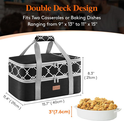 Lifewit Insulated Single Decker Casserole Carrier, Lasagna Lugger Holder for Hot or Cold Food, Fits 9" x 13" Baking Dish, Thermal Lunch Tote Bag for Potluck Parties, Picnic and Cookouts, Grey