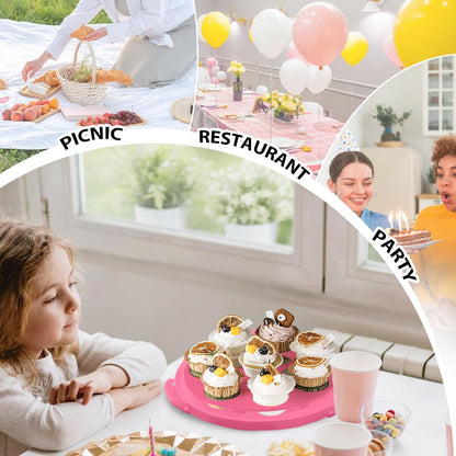 Plastic Cake Carrier with Lid and Handle, Multipurpose Cake Stand Holder Container for 11 in Cake, Round Cupcake Storage Box Serving Tray with Cover for Bundt Dessert Pie Pizza Eggs Fruit White