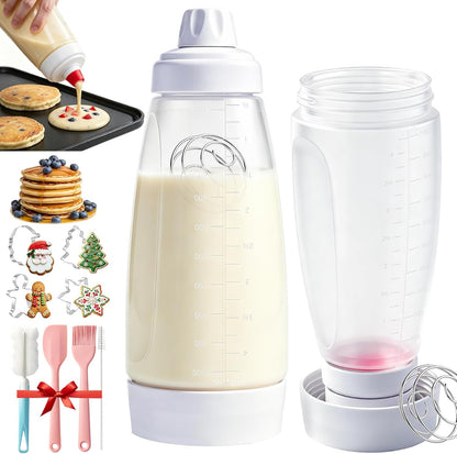 2 Pack Pancake Batter Dispenser, Pancake Squeeze Bottle with Stainless Ball